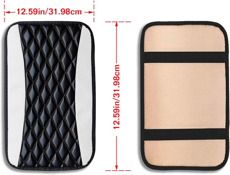 Couslcd Auto Center Console Pad, Universal Waterproof Armrest Seat Box Cover, Car Interior Accessories, Leather Auto Armrest Cover Protector for Most Vehicle, SUV, Truck (White) - Image 2